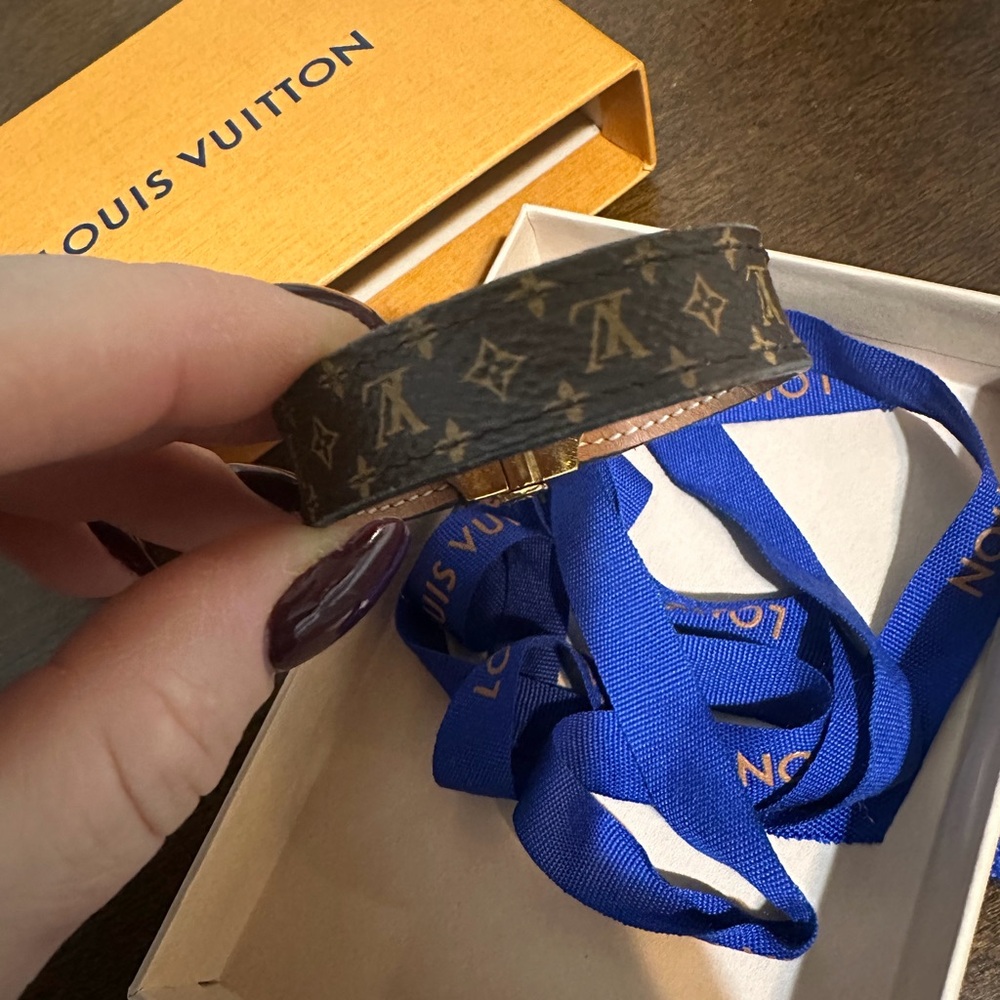 Louis Vuitton Black and Gold Monogram Bracelet